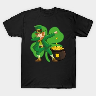 Dabbing Leprechaun St. Patricks Day Clover Shamrock T-Shirt